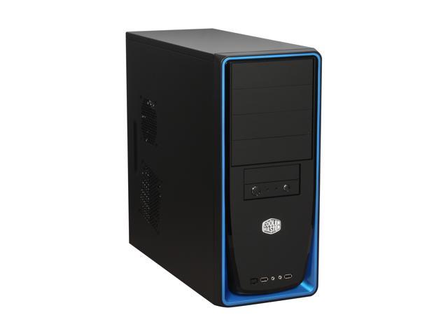 Cooler Master Elite 310 RC-310-BKR2-GP Black with blue front panel Steel Body / ABS plastic front bezel ATX Mid Tower Computer Case 420W Power Supply