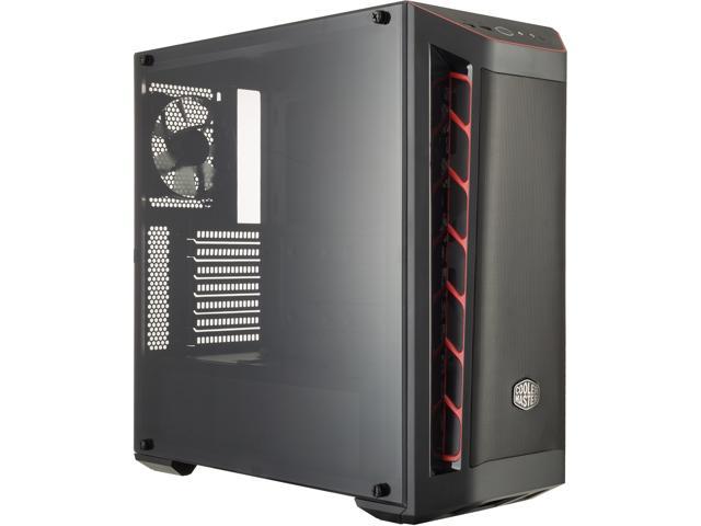 Cooler Master MasterBox MB511 ATX Mid-Tower with Front Mesh Ventilation, Front Side Red Accent Mesh Intake & Transparent Acrylic Side Panel