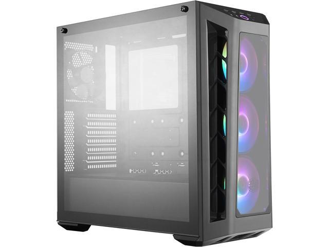 Cooler Master MasterBox MB530P Black ATX Mid-Tower with Three Tempered Glass Panels, Front Side Mesh Intakes, Three 120mm ARGB Lighting Fans