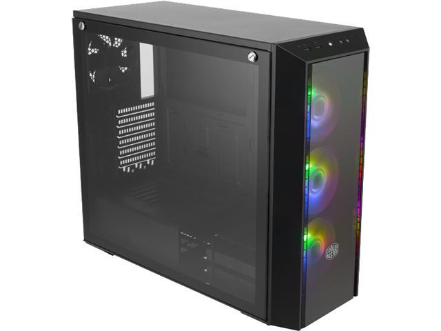 Cooler Master MasterBox Pro 5 ARGB ATX Mid-Tower with Adaptable Layout E-ATX up to 10.5", DarkMirror Front Panel, Tempered Glass, Three 120mm ARGB Lighting Fans - Black