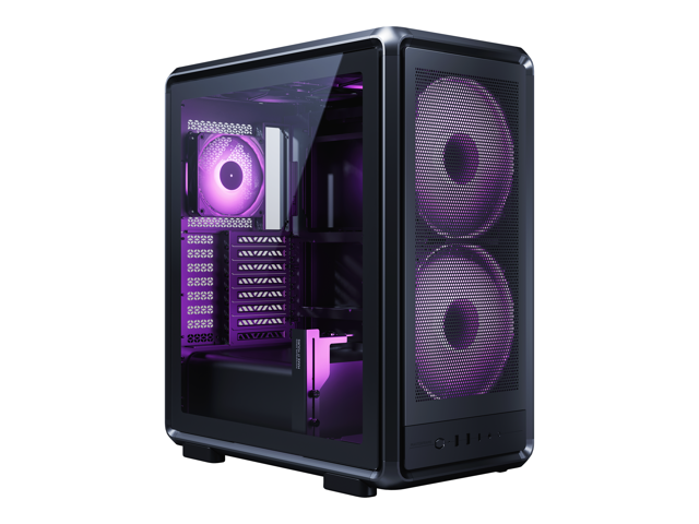 Cooler Master MasterFrame 500 Mesh Black FreeForm 2.0 Modular Platform Open-Air ATX Mid-Tower Case, Aluminum Frame, Dual 200mm aRGB Fans, 390mm GPU Max, 360mm AIO Max, Type C, Tempered Glass