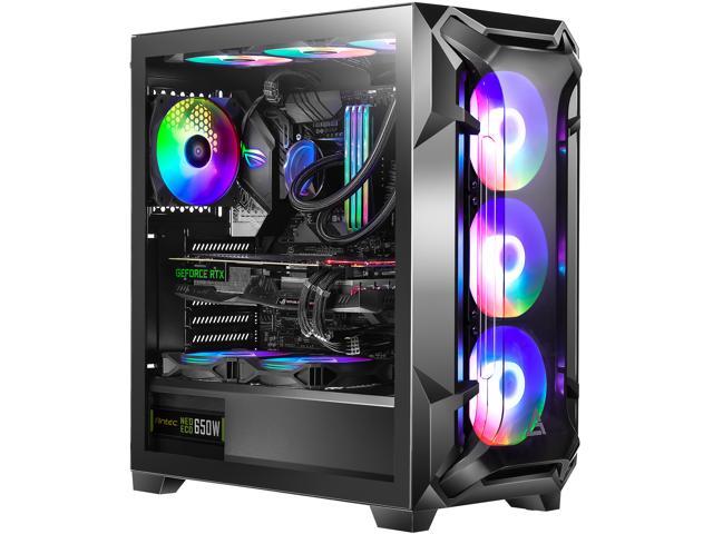 Antec Dark League DF600 FLUX, Mid-Tower ATX Gaming Case, FLUX Platform, 5 x 120mm Fans Included, ARGB & PWM Fan Controller, Tempered Glass Side Panel, 2 x USB3.0, High-End GPU Support