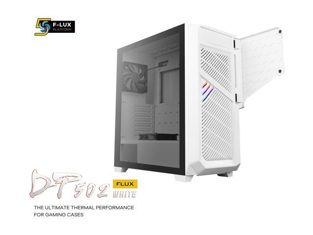Antec Dark League DP502 FLUX White, Mid-Tower ATX Gaming Case, FLUX Platform, 5 x 120mm Fans Included, PWM Fans with Controller, 5.25" ODD Support, Tempered Glass Side Panel, Swing Open Front Panel