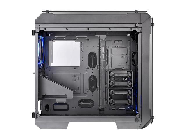 Thermaltake View 71 4-Sided Tempered Glass Vertical GPU Modular SPCC E-ATX  Gaming Full Tower Computer Case with 2 Blue LED Ring Fan Pre-installed 