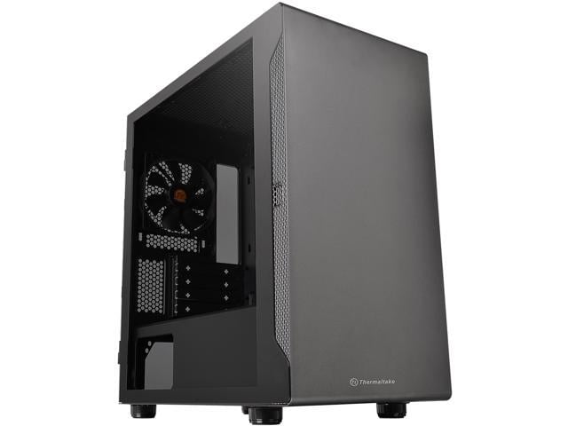 Photo 1 of Thermaltake S100 Tempered Glass Black Edition Micro-ATX Mini-Tower Computer Case with 120mm Rear Fan Pre-Installed