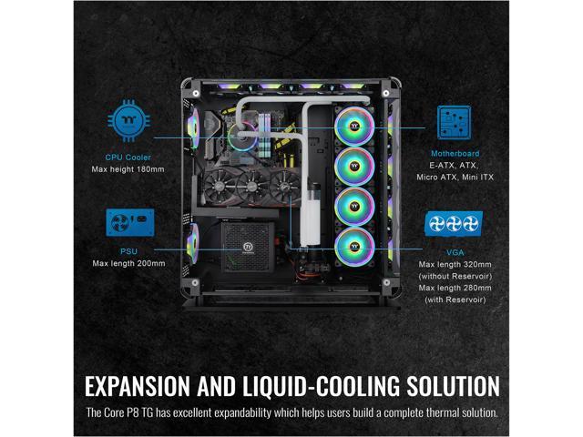 Thermaltake Core P8 Tempered Glass E Atx 2 Way Display Rotational Pci E Full Tower Gaming Computer Case Ca 1q2 00m1wn 00 Newegg Com