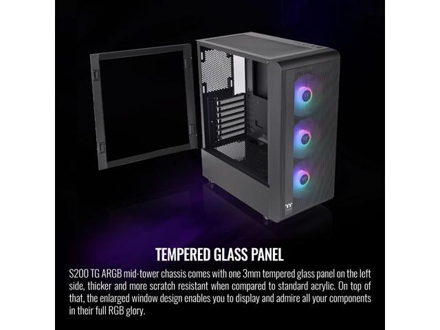 Thermaltake S200 TG Black ATX Mid Tower ARGB Tempered Glass Computer ...