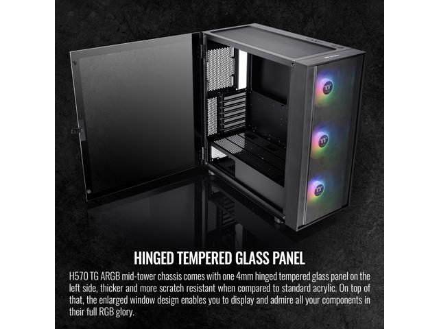 Thermaltake H570 TG Black ATX Mid Tower ARGB Tempered Glass Computer ...