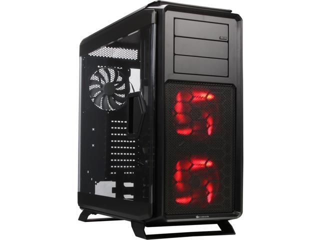 Corsair Graphite Series 760T Black Steel / Plastic ATX Full Tower Windowed Gaming Case with two 140mm red LED fans