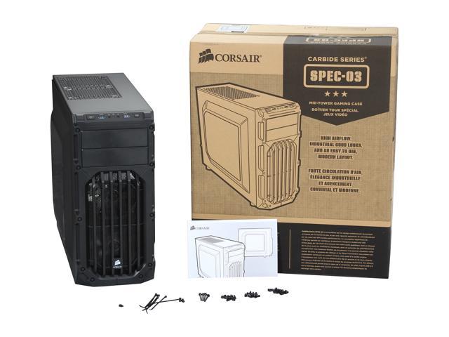 Corsair Cc 9011058 Ww Carbide Series Spec 03 Windowed Mid Tower Atx Gaming Case With Led Fan Black Blue