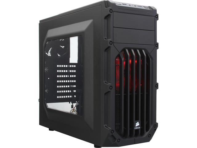 Corsair Carbide Series SPEC-03 Black Steel ATX Mid Tower Gaming Case with Red LED Fans ATX Power Supply (Not Included)