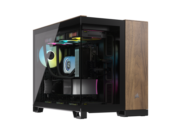 CORSAIR 2500X Micro ATX Dual Chamber PC Case, Black/Walnut, CC-9011286-WW