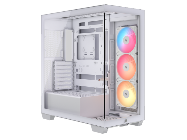 CORSAIR 3500X RS-R ARGB Mid-Tower PC Case – 3x Pre-Installed RS120-R ARGB Fans – GPU Anti-Sag Arm – Tempered Glass – Fits up to 10x 120mm Fans – Reverse Connection Motherboard Compatible, White