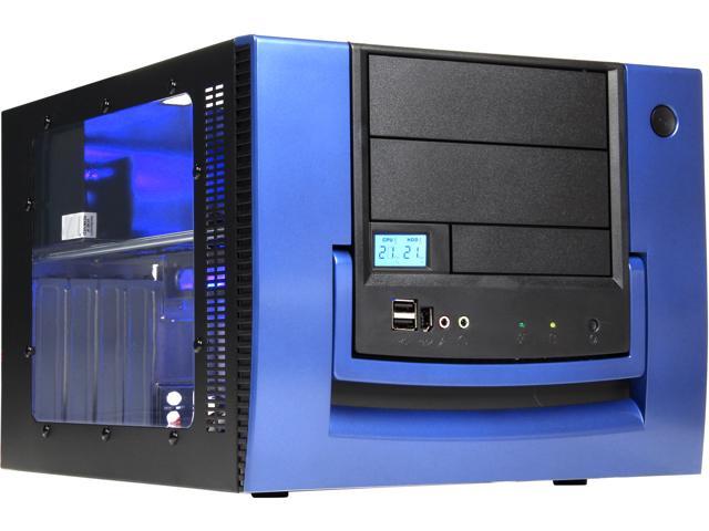 APEVIA X-QPACK-BL/420 Black/Blue Aluminum Micro ATX Desktop Computer Case 420W Power Supply