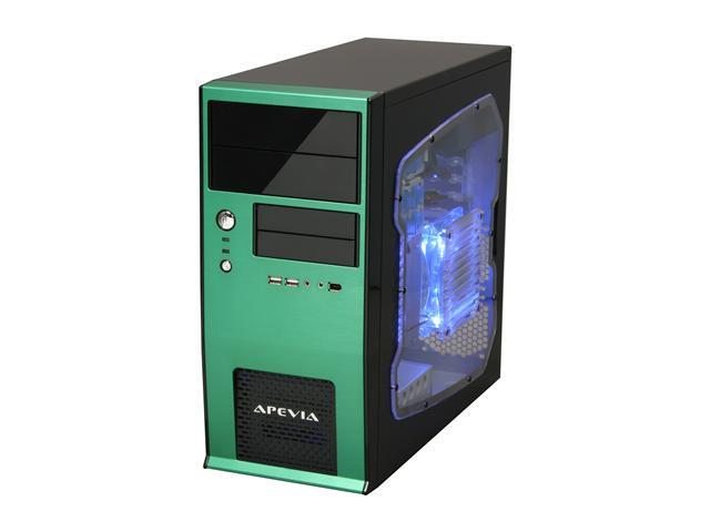 APEVIA X-QBOII X-QBOII-GN/500 Black / Green SECC / Aluminum / ABS Micro ATX Mini Tower Computer Case 500W Power Supply