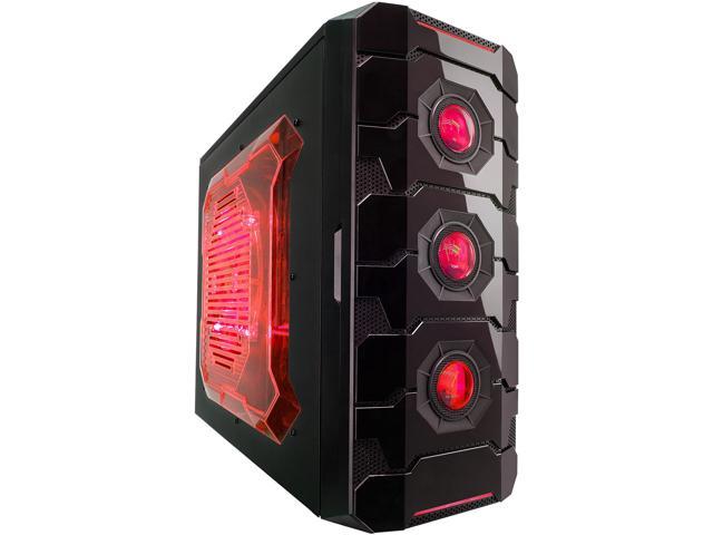 APEVIA X-CRUISER3 X-CRUISER3-RD Black / Red Steel ATX Mid Tower Computer Case w/ Side Window-Red