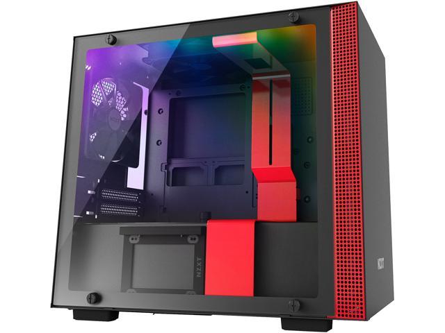 NZXT H200i - Mini-ITX PC Gaming Case - RGB Lighting and Fan Control - CAM-Powered Smart Device - Tempered Glass Panel - Enhanced Cable Management System - Water-Cooling Ready - Black/Red