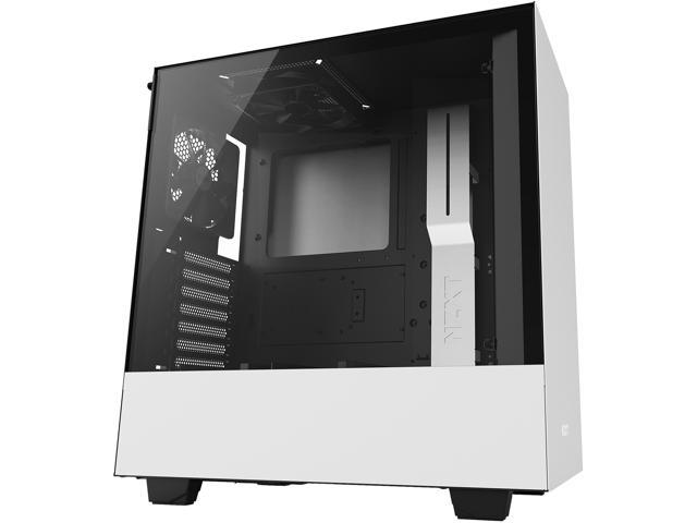 NZXT H500 - Compact ATX Mid-Tower PC Gaming Case - Tempered Glass Panel - All-Steel Construction - Enhanced Cable Management System - Water-Cooling Ready - White/Black