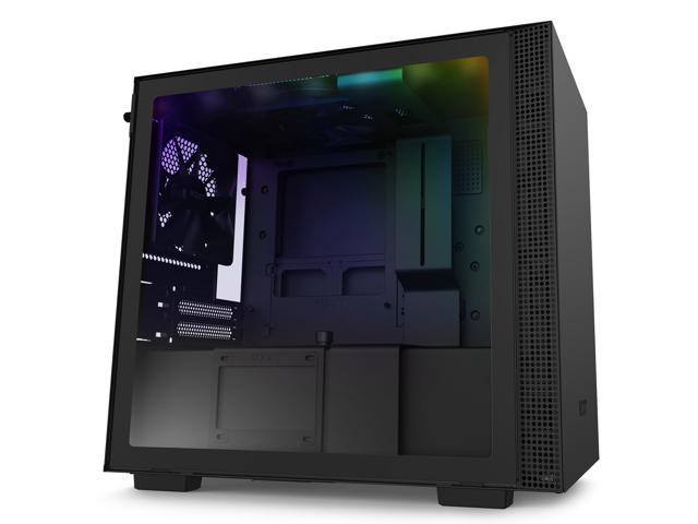 NZXT H210i - Mini-ITX PC Gaming Case - Front I/O USB Type-C Port - Tempered Glass Side Panel Cable Management - Water-Cooling Ready - Integrated RGB Lighting - Steel Construction - Black