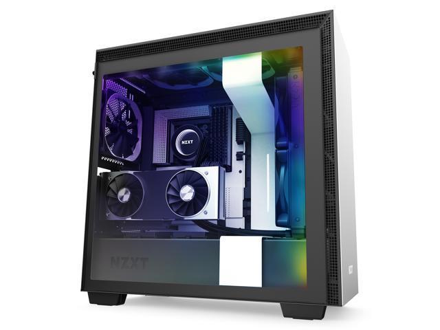 NZXT H710i - ATX Mid Tower PC Gaming Case - Front I/O USB Type-C Port - Quick-Release Tempered Glass Side Panel - Vertical GPU Mount - Integrated RGB Lighting - Water-Cooling Ready - White/Black