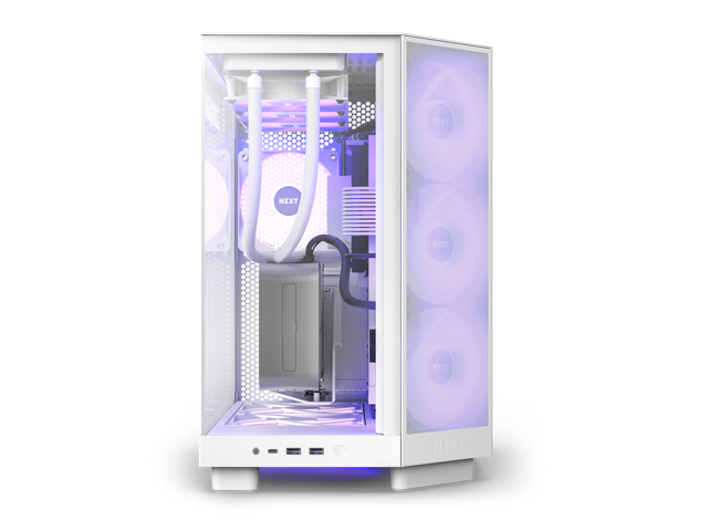 NZXT H6 FLOW RGB Compact Dual-Chamber Mid-Tower Airflow Case, White, CC ...