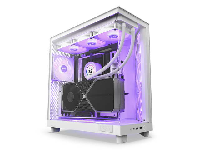 Photo 1 of NZXT H6 FLOW RGB Compact Dual-Chamber Mid-Tower Airflow Case, White,