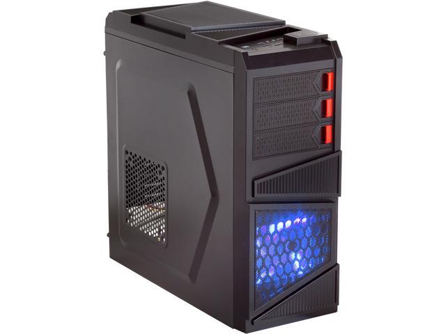 Rosewill - Black Gaming ATX Mid Tower Computer Case - Top-Mounted USB 3.0 Port, Three Fans Included: 1 x Front Blue LED 120mm, 1 x Rear 120mm, 1 x Top 120mm - Galaxy-03