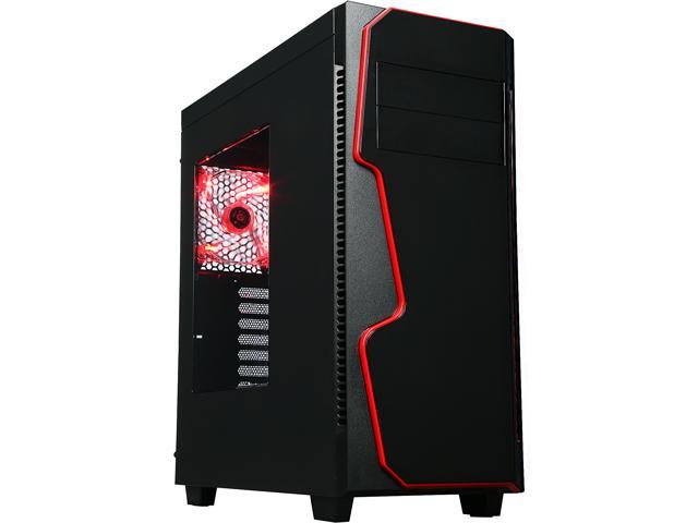CASE ROSEWILL ATX Mid Tower Gaming Computer Case, supports up to 400 mm long VGA Card, comes with three fans pre-installed - Front 120 mm Fan x 2, Rear 120 mm Fan x1 - GUNGNIR
