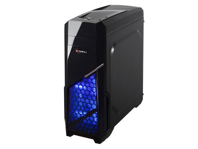 ATX Mid Tower 3 Fans Pre-Installed NAUTILUS Rosewill Gaming Computer PC Case 