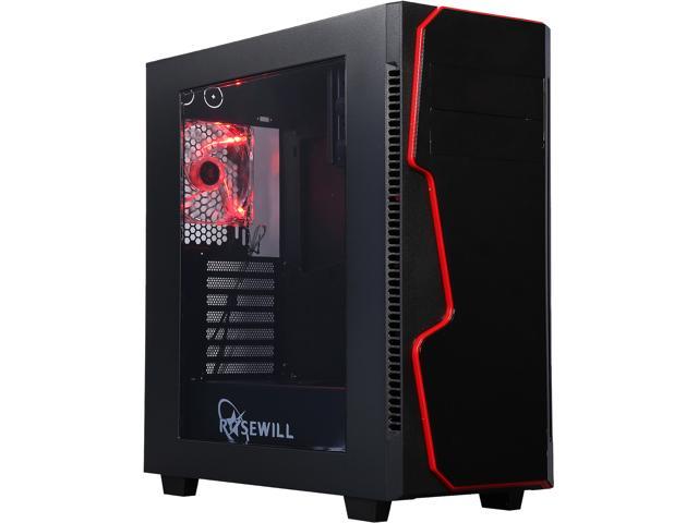Rosewill ATX Mid Tower Gaming Computer Case, Supports up to 420mm Long Graphics Card, Comes with Three Fans Pre-installed - Front 120mm Fan x 2, Rear 120mm Fan x 1 - GUNGNIR X