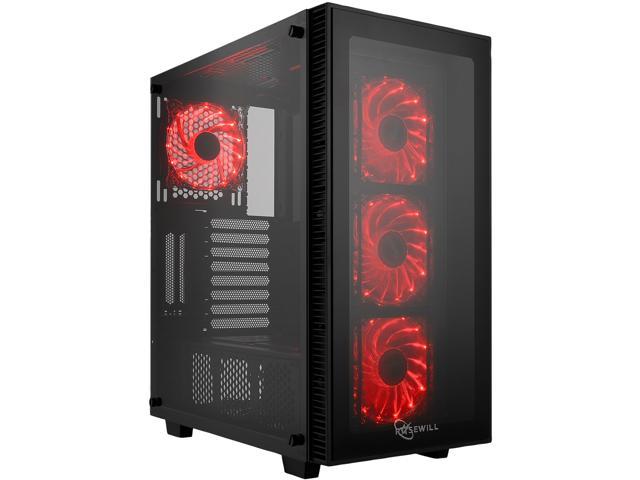 Rosewill CULLINAN MX-RED ATX Mid Tower Gaming PC Computer Case with Red LED Fans, Tempered Glass/Steel, Optimal Airflow, USB 3.0