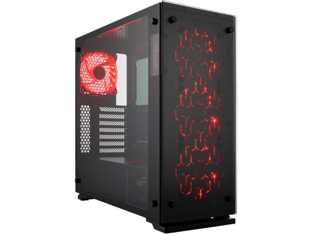 Rosewill ATX Mid Tower Gaming PC Computer Case, 7 Color LED Fans, 240mm Water Cooling Radiator Support, Tempered Glass & Steel, Front Hexagon Design - PRISM T500