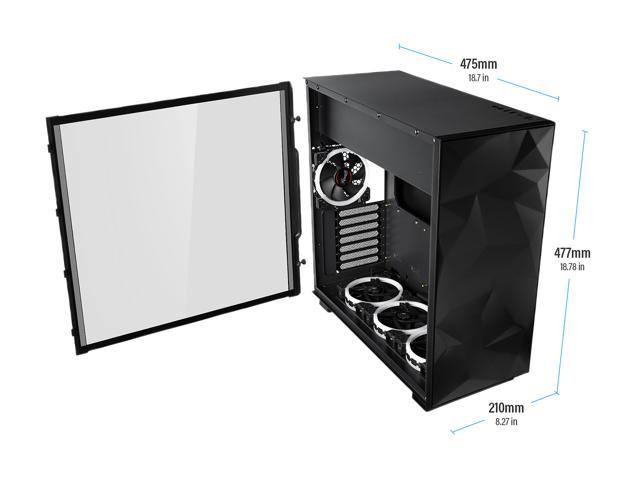 Rosewill ATX Mid Tower Gaming PC Computer Case with 2 x 120mm Fans Supports up to 6 Tempered Glass & Black Steel EATX Support Prism S-Black-LITE Top Mount PSU & HDD/SSD 240mm AIO Support 