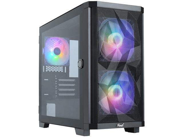 Rosewill SPECTRA C101 Micro-ATX Mini Tower Gaming PC Computer Case, Supports 280mm Liquid Coolers, 3 Pre-installed ARGB Fans with PSU Shroud Mount Option, Steel Airflow Mesh, Tempered Glass