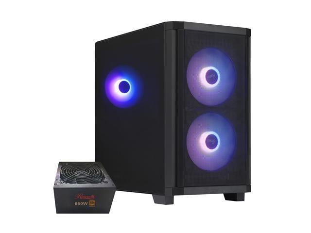 Rosewill FBM-X3 Micro ATX Mid Tower Case - Tempered Glass Side, High Airflow Design, 3x PWM ARGB Fans, 2x USB 3.0, Pre-Installed ATX 3.1 650W 80+ Gold Power Supply, 3 Year Warranty - Black