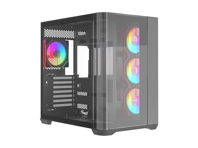 Rosewill ACA503B ATX Computer Gaming PC Case Mid Tower  with 4 ARGB Fans Pre-Installed, Curved Tempered Glass Panel,Type-c  USB3.0,support BTF motherboard