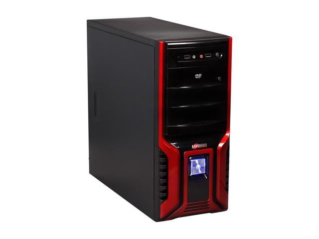 LOGISYS Computer CS368RB Red & Black Steel ATX Mid Tower Computer Case 480W Power Supply