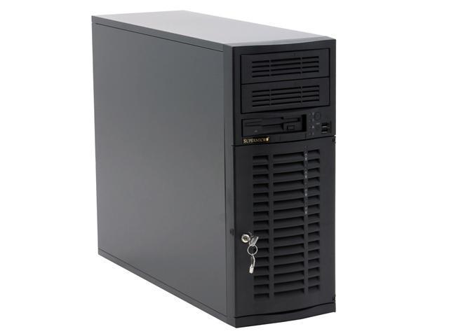SUPERMICRO CSE-733T-350B Black Steel Pedestal Computer Case Thermal control 350W AC power supply with low noise redundant cooling fan (with PFC) 2 External 5.25" Drive Bays