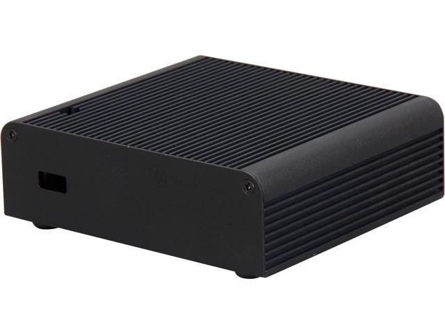 SilverStone PETITE Series PT14B-H1D2 Black Aluminum NUC Computer Case with 1x HDMI Port and 2x Display Ports