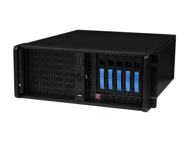 iStarUSA D-4-B350PL-Blue Steel 4U Rackmount Server Case 5x3.5" SATA Hot-Swap with 20" Depth Only 4 External 5.25" Drive Bays