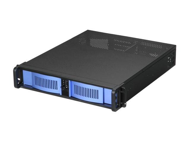 iStarUSA D-200-AB-BLUE Steel 2U Rackmount Compact Stylish Server Chassis 2 External 5.25" Drive Bays - OEM