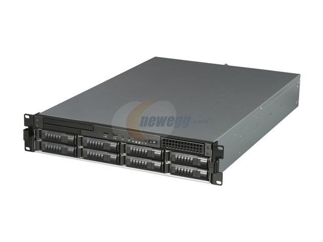 iStarUSA E2M8-50S2 Black Aluminum / Steel 2U Rackmount 8-Bay Storage Server Chassis 500W Redundant