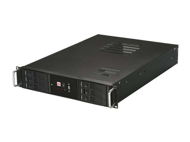 Athena Power RM-2U2042LR6H6T Black Steel 2U Rackmount Server Case with V2.2 2U EPS-12V 600W Mini Redundant