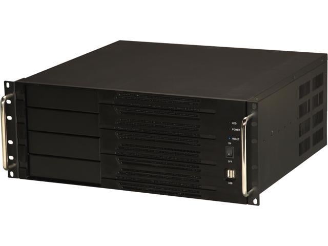 Athena Power RM-4U400S80 Black Aluminum Front Panel and 1.2mm Steel 4U Rackmount Server Case 800W ULTIMATE PS2 4 External 5.25" Drive Bays