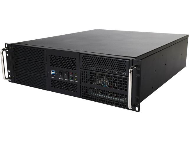 Athena Power RM-3UWIN525P708 Black 1.2mm SECC 3U Rackmount Server Case AP-P4ATX70FEP8 4 External 5.25" Drive Bays - OEM