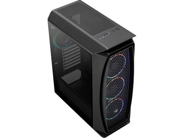 Aerocool Aero One Eclipse Black High Performance Mid Tower Case With Full Tempered Glass Side 1765