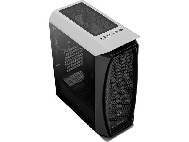 AeroCool Aero One Eclipse White High-performance Mid Tower Case with Full Tempered Glass Side Panel and 4 Addressable RGB Fans