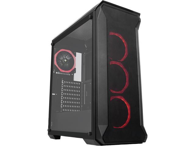 SAMA Tank-RGB Black Dual USB3.0 Steel/ Tempered Glass ATX Mid Tower Gaming Computer Case w/Tempered Glass Panel and 4x Addressable RGB LED Ring Fans Pre-Installed