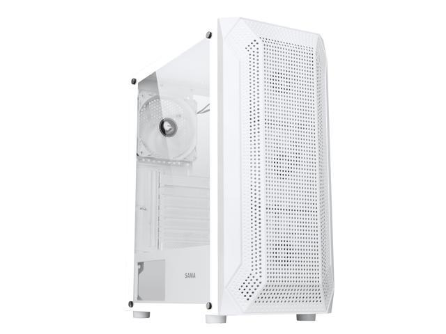 Sama Sama Z White Steel Tempered Glass Atx Mid Tower Computer Case W X Mm Argb Led Fans