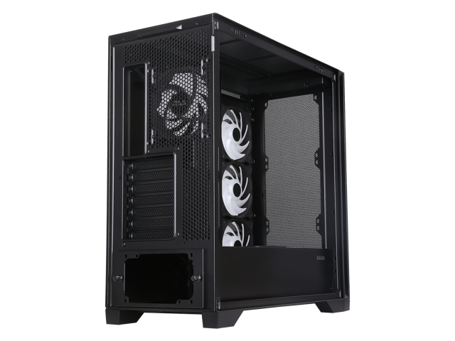 Sama TS01-RGB-BK Black Dual USB3.0 and Type C Tempered Glass ATX Full ...